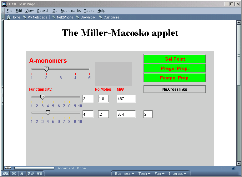 Miller-Macosko input screen
